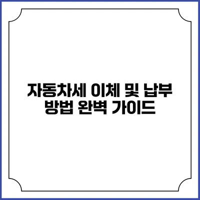 자동차세 이체 및 납부 방법 완벽 가이드