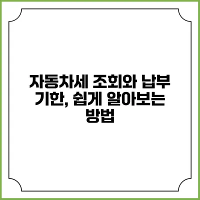 자동차세 조회와 납부 기한, 쉽게 알아보는 방법