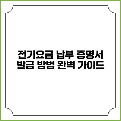 전기요금 납부 증명서 발급 방법 완벽 가이드