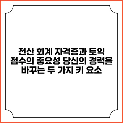 전산 회계 자격증과 토익 점수의 중요성: 당신의 경력을 바꾸는 두 가지 키 요소
