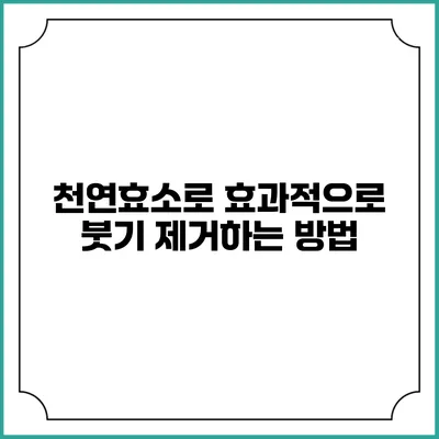 천연효소로 효과적으로 붓기 제거하는 방법