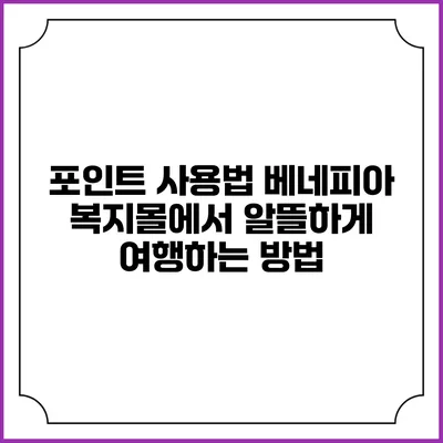 포인트 사용법: 베네피아 복지몰에서 알뜰하게 여행하는 방법