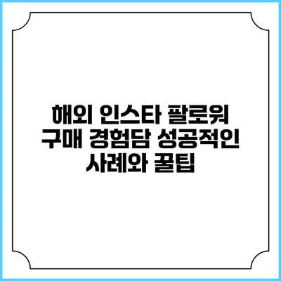 해외 인스타 팔로워 구매 경험담: 성공적인 사례와 꿀팁