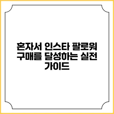 혼자서 인스타 팔로워 구매를 달성하는 실전 가이드