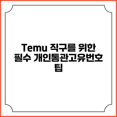 Temu 직구를 위한 필수 개인통관고유번호 팁