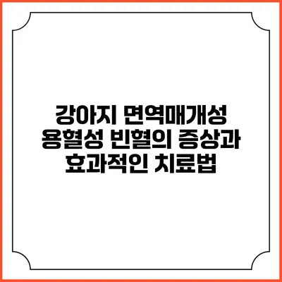 강아지 면역매개성 용혈성 빈혈의 증상과 효과적인 치료법