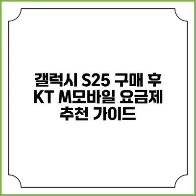 갤럭시 S25 구매 후 KT M모바일 요금제 추천 가이드
