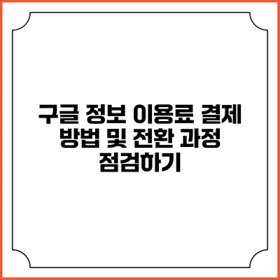 구글 정보 이용료 결제 방법 및 전환 과정 점검하기