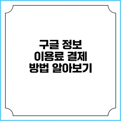 구글 정보 이용료 결제 방법 알아보기