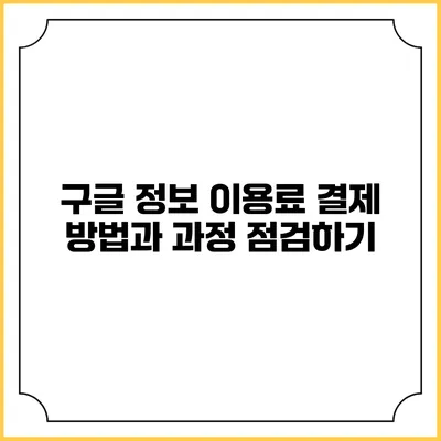 구글 정보 이용료 결제 방법과 과정 점검하기