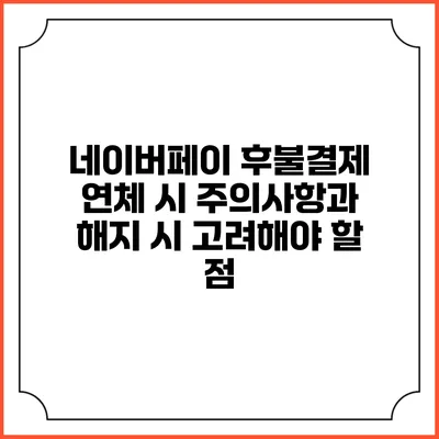 네이버페이 후불결제: 연체 시 주의사항과 해지 시 고려해야 할 점