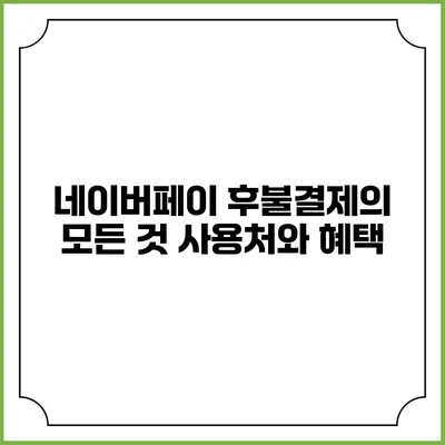 네이버페이 후불결제의 모든 것: 사용처와 혜택