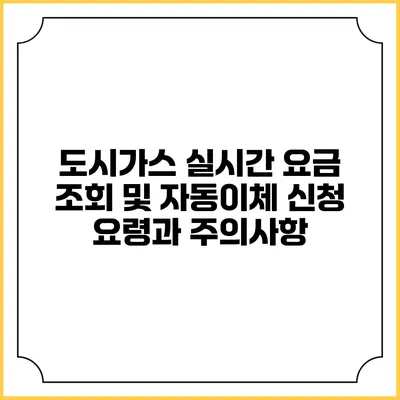도시가스 실시간 요금 조회 및 자동이체 신청 요령과 주의사항