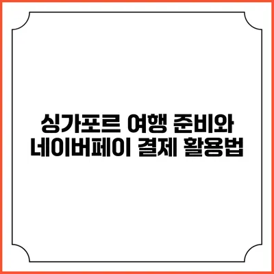 싱가포르 여행 준비와 네이버페이 결제 활용법