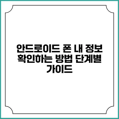 안드로이드 폰 내 정보 확인하는 방법 단계별 가이드