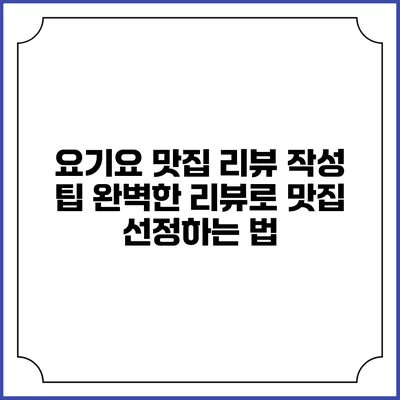 요기요 맛집 리뷰 작성 팁: 완벽한 리뷰로 맛집 선정하는 법