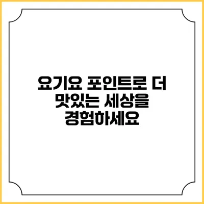 요기요 포인트로 더 맛있는 세상을 경험하세요
