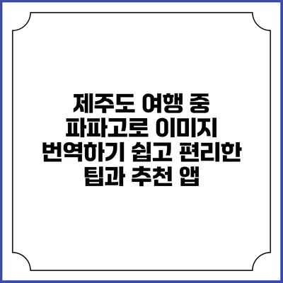 제주도 여행 중 파파고로 이미지 번역하기: 쉽고 편리한 팁과 추천 앱