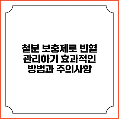 철분 보충제로 빈혈 관리하기: 효과적인 방법과 주의사항