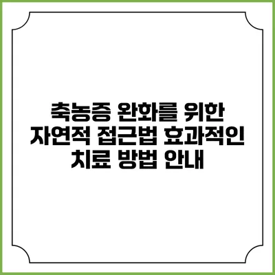 축농증 완화를 위한 자연적 접근법: 효과적인 치료 방법 안내