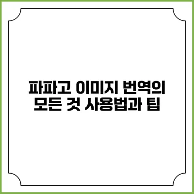 파파고 이미지 번역의 모든 것: 사용법과 팁