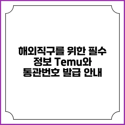해외직구를 위한 필수 정보: Temu와 통관번호 발급 안내